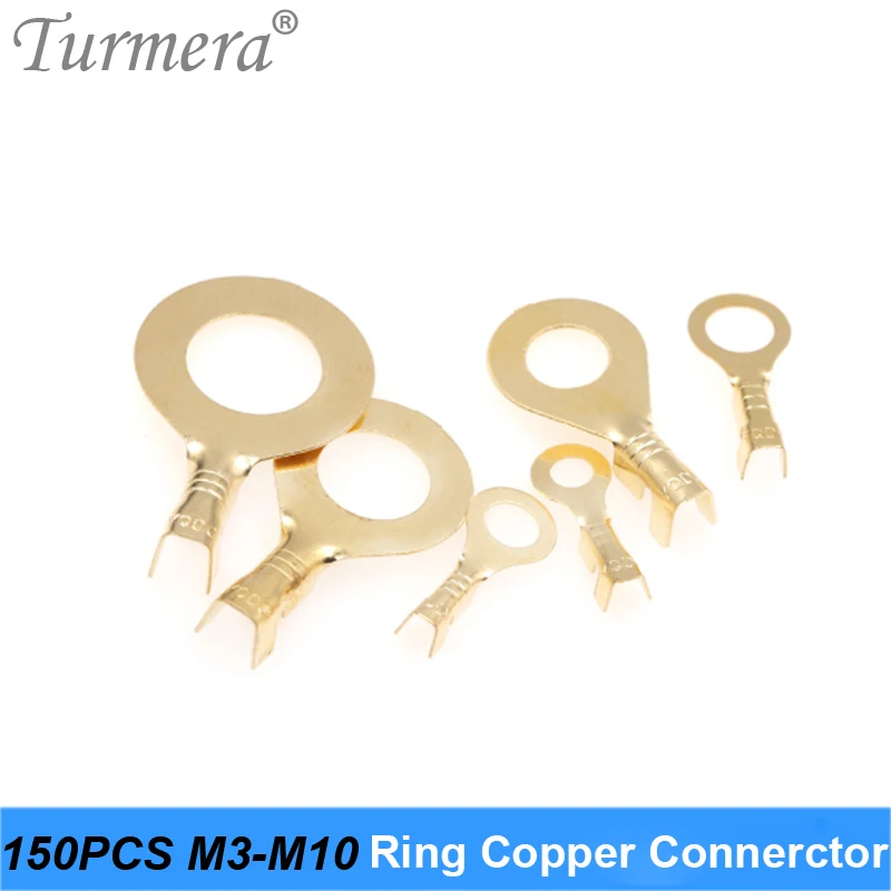 Turmera 150 штук M3 M4 M5 M6 M8 M10 кольцо наконечники кольцо Медь обжимной клеммный кабельный наконечник провод разъем неизолированные ассортимент Наборы