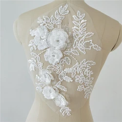 3d blooming  flowers laces.big 3d flowers appliques  luxury lace appliques  DIY Bridal Dress lace