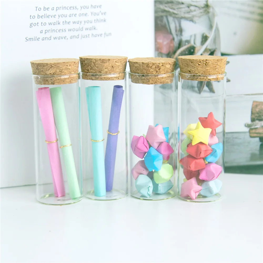 50Pcs 40ml Cute Transparent Glass Test Tube with Cork Ornament Handicrafts Gift Perfume Vial Snack Jar Refillable Bottle