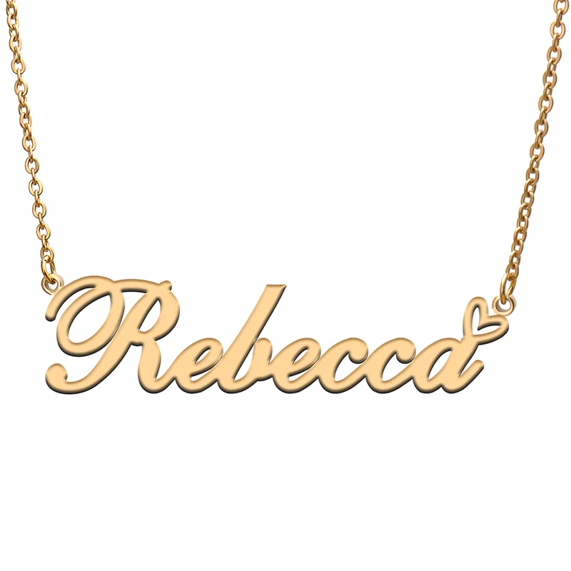 

Rebecca Name Tag Necklace Personalized Pendant Jewelry Gifts for Mom Daughter Girl Friend Birthday Christmas Party Present