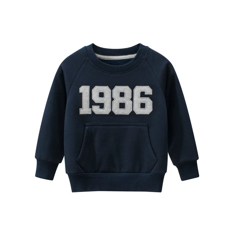 2021 Winter Kids Sweatshirts Coat for Boys Girls Number Print Sweater Clothes Children Fluff Sport Casual Outerwear 2903