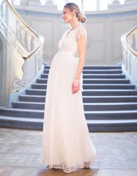 White Elegance Maternity Maxi Gown Dresses For Photo Shoot Pregnancy Dress Maxi Gown Clothes For Pregnant Women Wedding dress