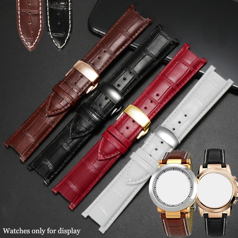 Genuine Leather Watchband 16mm 20mm 22mm Concave Interface Replacement LeatherStrap For YA133309 Special Model