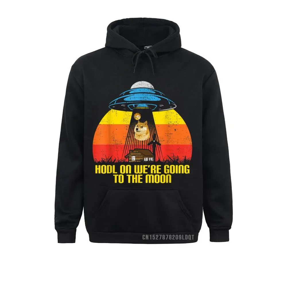 HODL On Funny To The Moon Cryptocurrency Crypto Dogecoin Printed Winter Fall Male Hoodies Hoods Rife Long Sleeve Sweatshirts