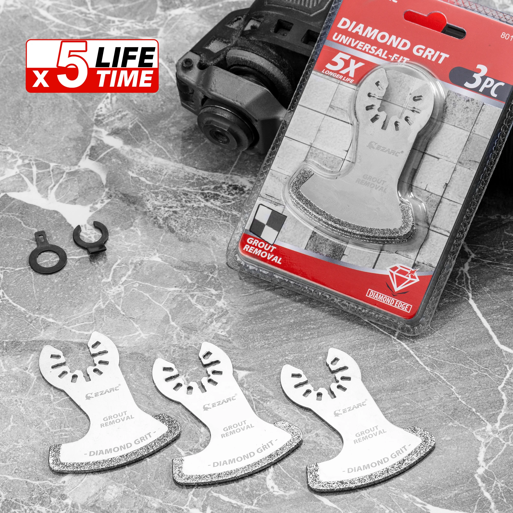 EZARC 3Pcs lame diamantate oscillanti Multi Tool Swing, lame per seghe da taglio per malta per la rimozione di fughe e taglio di piastrelle morbide DO57S
