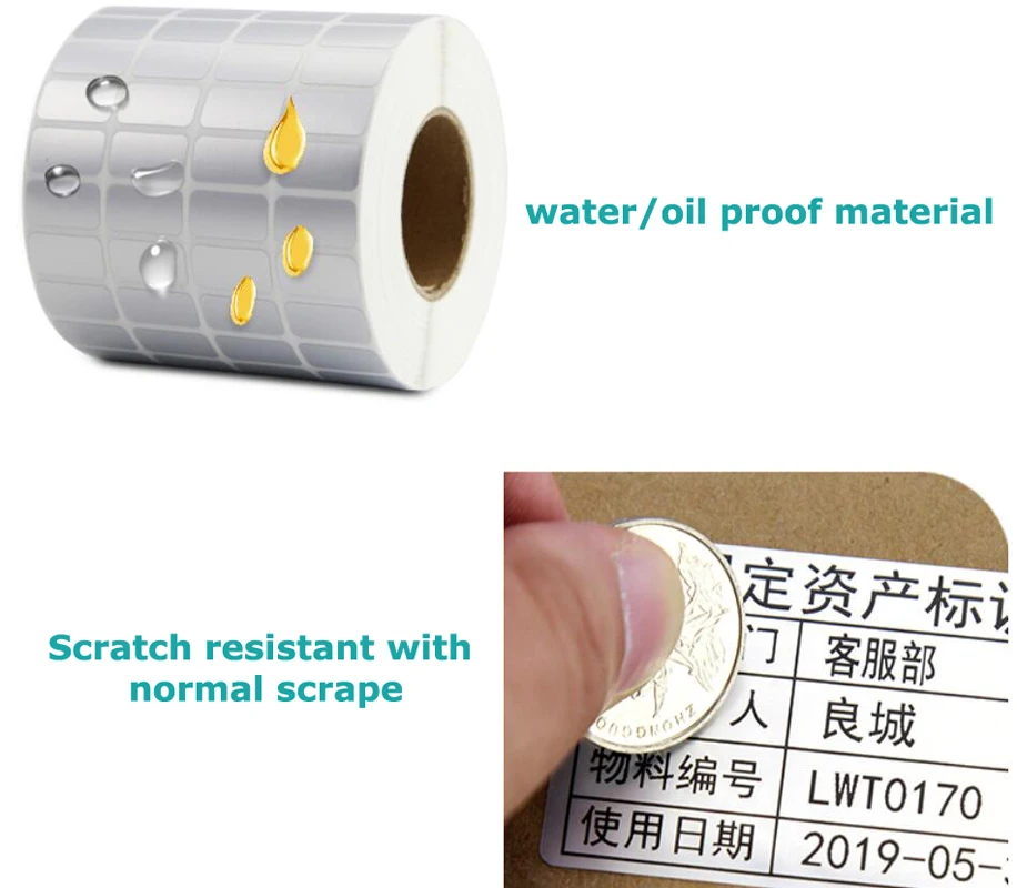 Matte Silver PET Barcode Label 100 90 80 70 60 40 50 30 20 Thermal Transfer Ribbon Printer Sticker