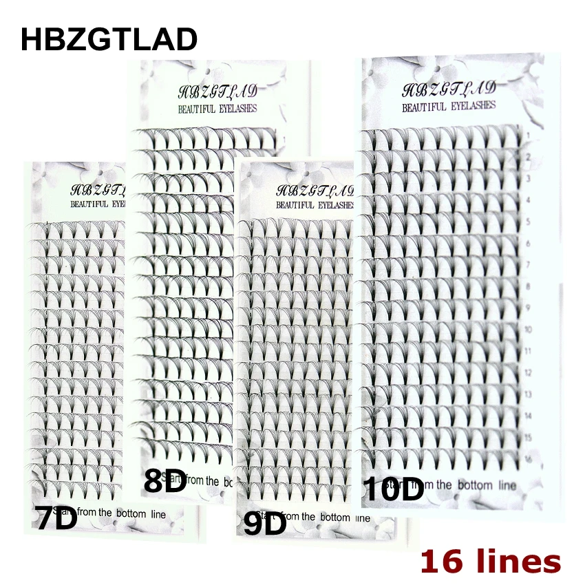 HBZGTLAD 16 Lines big capacity Premade Volume Fans 7/8/9/10D Lash Russian Strip Eyelash Extensions Individual Lashes Faux Mink