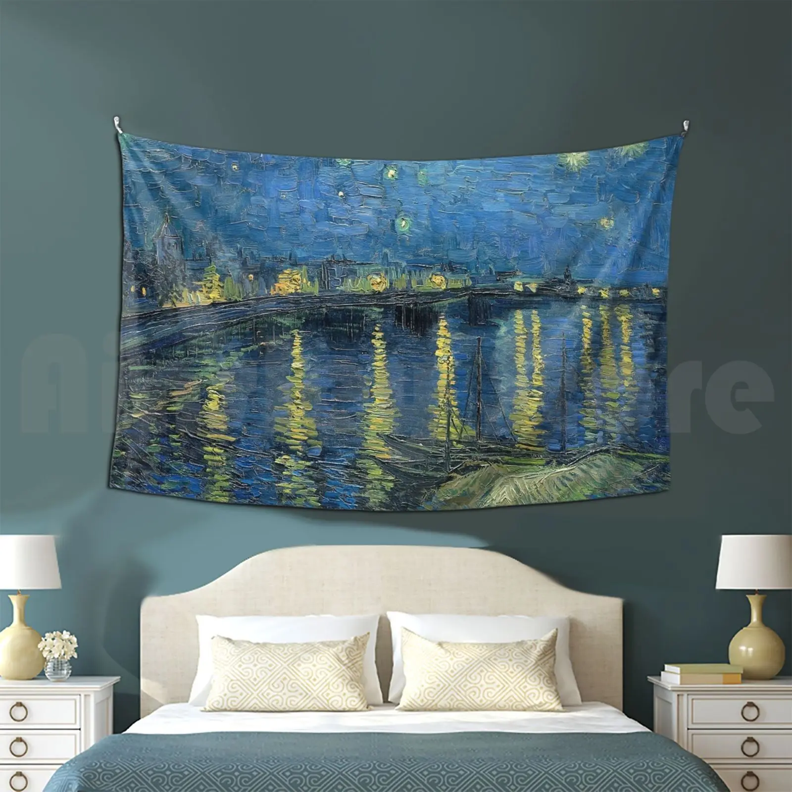 Tapestry Starry Night Over The Rhone ( 1888 ) By Van Gogh Hat Van Gogh Night Peaceful Artistic Classic