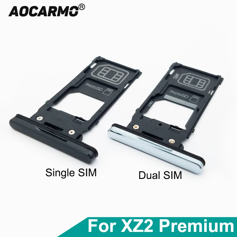 Aocarmo Do Sony Xperia XZ2 Premium H8116 H8166 XZ2P Pojedyncza/Podwójna Tacka na Kartę SIM, Gniazdo Pamięci, Czytnik Kart MicroSD TF