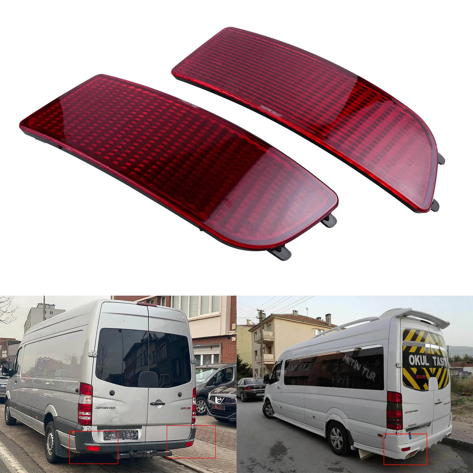 For Mercedes Sprinter W906 Volkswagen Crafter 2E Red Lens Rear Bumper Reflector