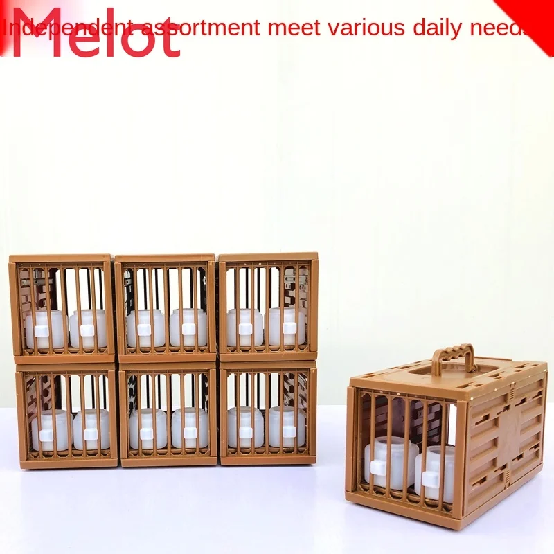 High-End Luxury Portable Plastic Bird Cage up the Mountain Tender Ribs Cage Plastic Pigeon Transport Cage out Portable Bird Cage