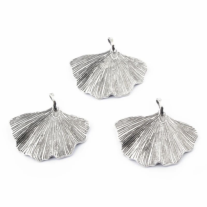 5Pcs Fashion Large Ginkgo biloba Leaf Pendant For Necklace Jewelry Findings Making 53*46mm