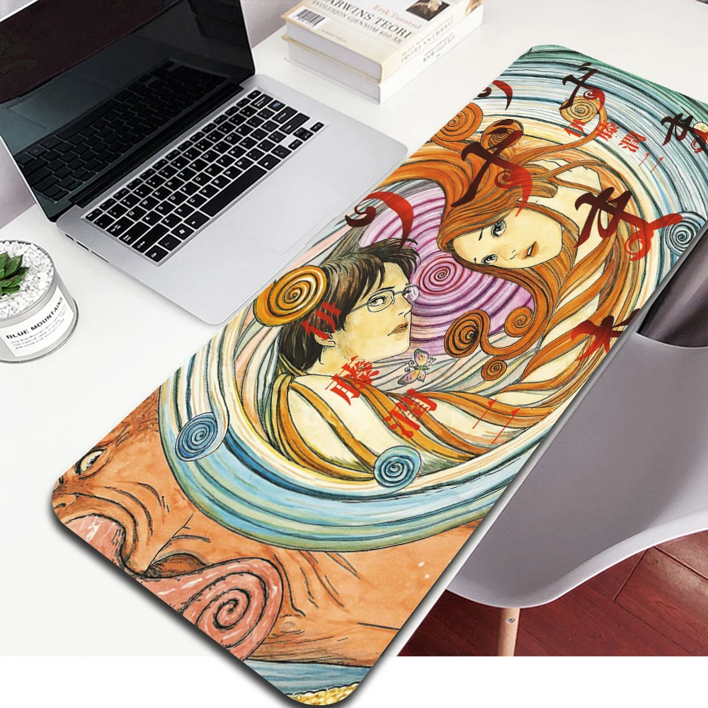 

Junji Ito Mouse Mat Keyboard Wrist Rest 400X700MM Horror Manga Otaku Accessories Slipmat Mouse Personalized Gamer Accessories