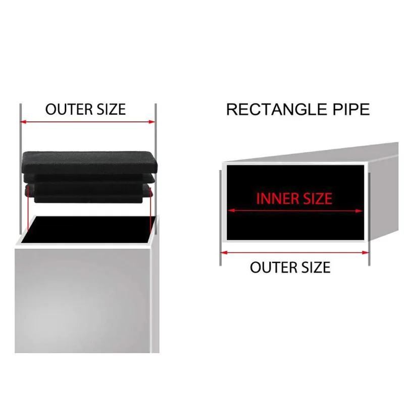 12 stücke Kunststoff Rechteck Rippen Rohr Einsätze Ende Abdeckung Kappe Möbel Glide Boden Protector
