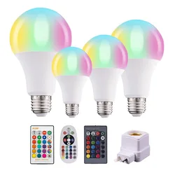 Led RGB Color Changing Lamp E27 DimmableLight AC 220V Led RGBW Magic Bulb 5W 9W 12W 15W 20W Home Party Decor LightingSpot Lampa