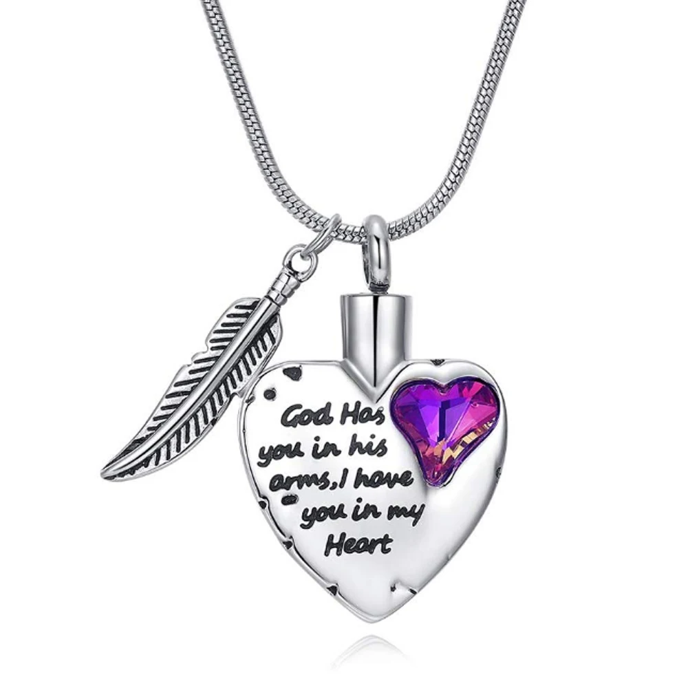 God Has You in His Arms And I Have You In My Heart Cremation Memorial Urn Pendant Ashes Necklace Keepsake Jewelry With Funnel