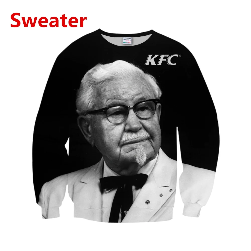 

New kfc Colonel 3D Print Causal Clothing Fashion Men Women Tracksuits Crewneck Hip Hop sweater Plus Size S-7XL harajuku