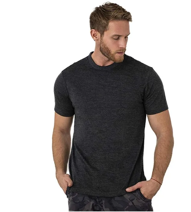 100% Merino Wool T Shirt Men Base Layer Merino Tshirt 180G Everyday Undershirt Wicking Breathable Anti-Odor + Hiking Blend Socks