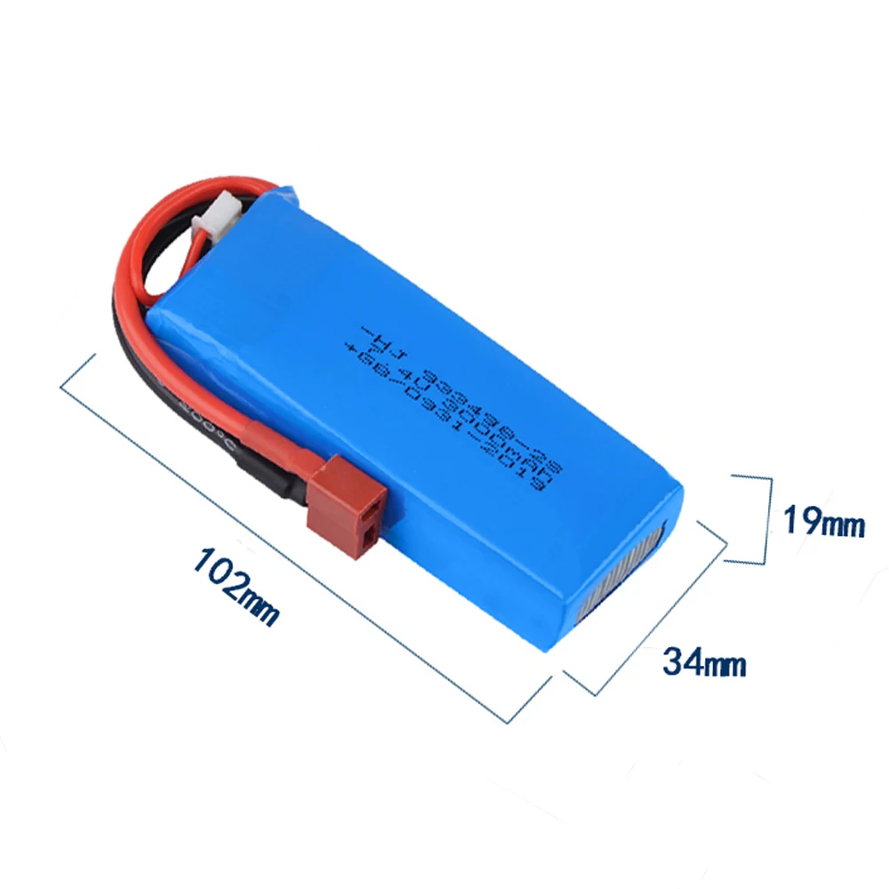 1 / 2 / 5pcs Upgrade 7.4V 3000mAh Lipo Battery 2S for Wltoys 144001 124018 124019 Rc Car R/C truck Spare Parts