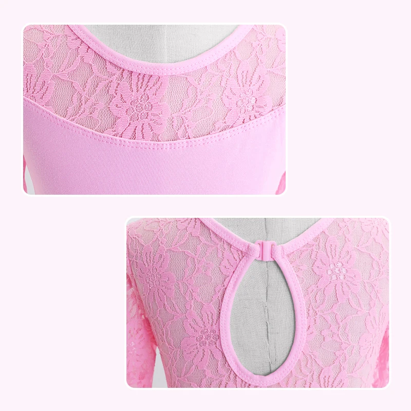 Girls Ballet Dress Gymnastic Leotards Lace Skirted Dancewear Leotards Long Sleeve Kids Toddler Gymnastic Swimsuit For Dancing