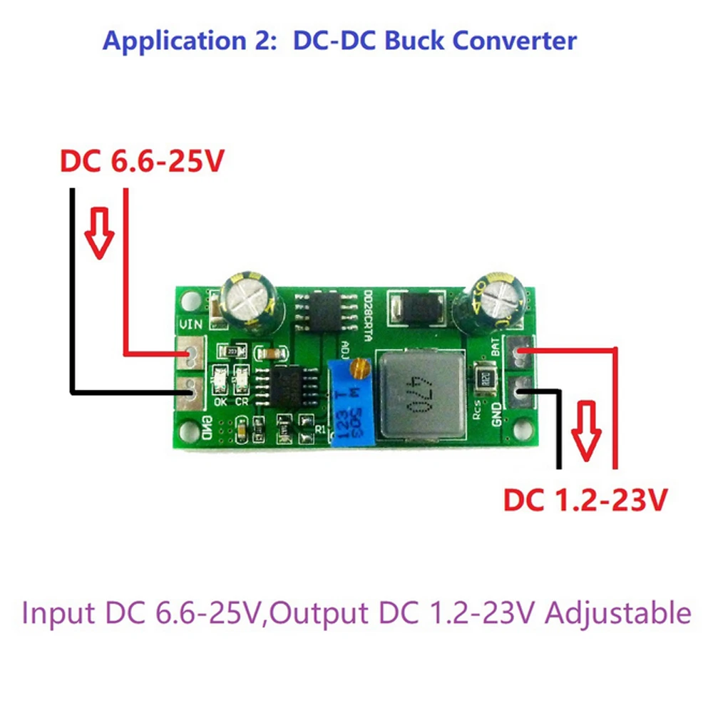 1A 3.2V 6.4V 9.6V 12.8V 16V 19.2V Adjustable LiFePO4 Lithium Battery Charger Charging Module DC-DC Buck Converter