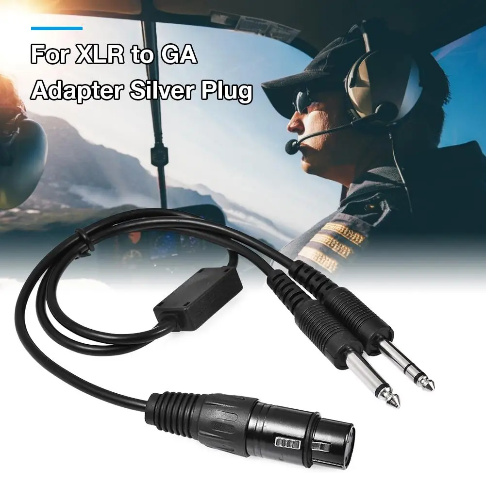 Aviation Headphone Airbus XLR To GA Pilot Headset Adapter Silver Plug