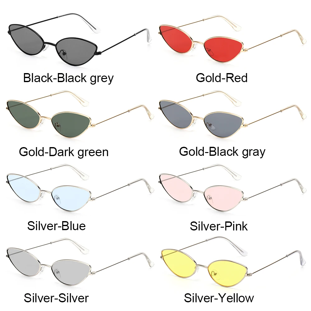 2021 Cute Sexy Cat Eye Sunglasses Luxury Metal Frame New Small Gold Red Vintage Fashion Cateye Sun Glasses Lady UV400 Eyewear