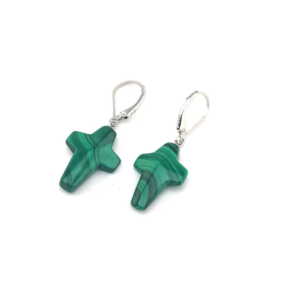 Elegant Natural Green Malachite Earrings Sterling 925 Silver Gemstone Jewelry for Woman Lady Wedding Party Gift