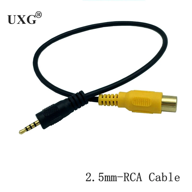 2.5MM Jack Male To RCA Female Adapter Cable Stereo AV Cable For GPS AV-In Converter Black Video