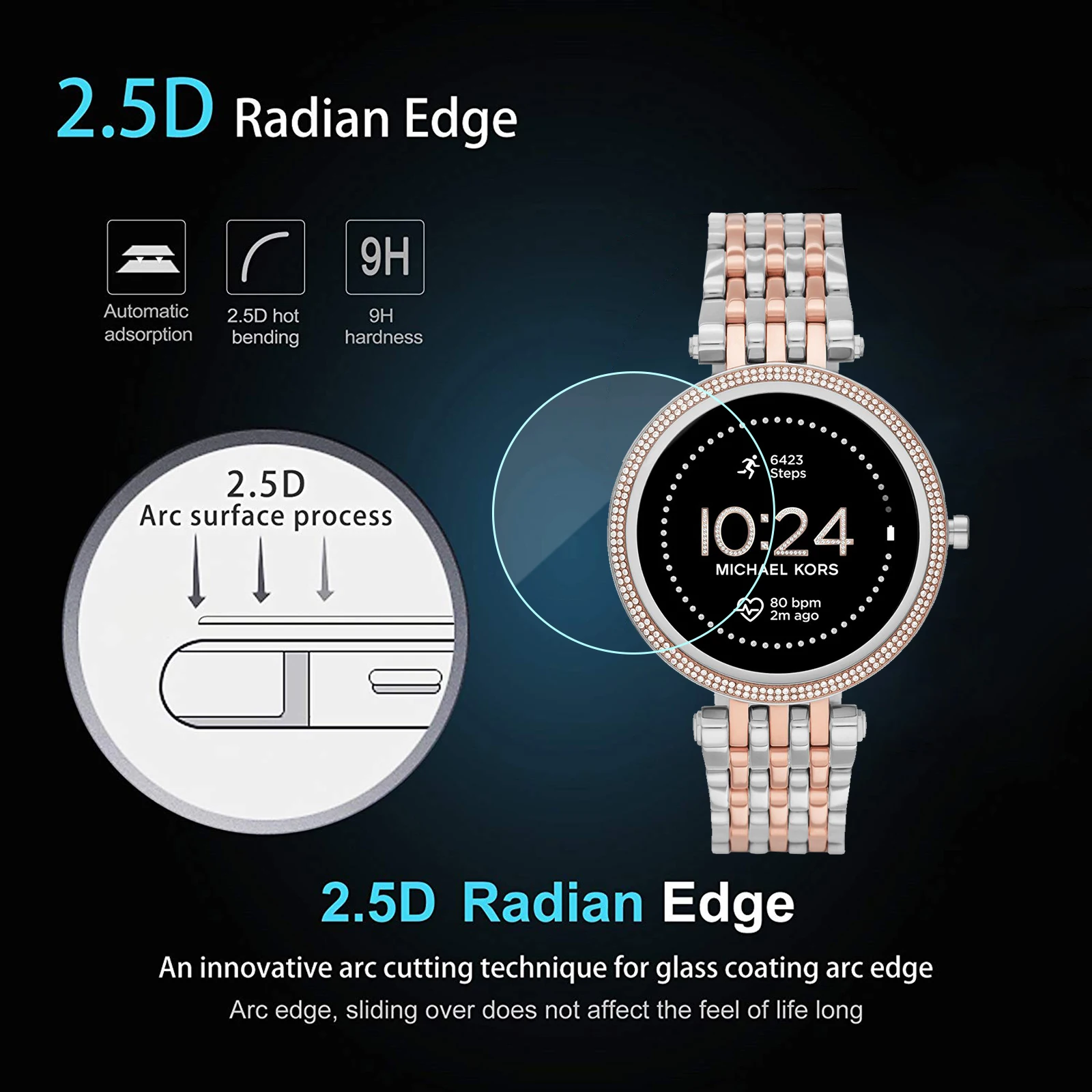 3 حزمة ل مايكل كورس Gen 5E Darci Smartwatch الزجاج المقسى واقي للشاشة 9H حامي مقاومة للخدش مكافحة تتحطم