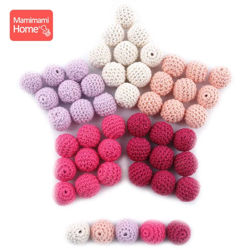 Mamihome 16mm 10PC Crochet Beads Wooden Teether Cotton Thread For DIY Making Necklace Bracelet Wooden Blank Children'S Goods Toy