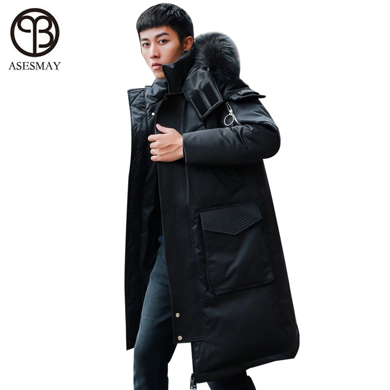 2022 New Arrival Men Down Jacket Winter Men‘s Parka Hoodies Real Fur Long Men Coat Casual High Street Thick Warm Male Outerwear