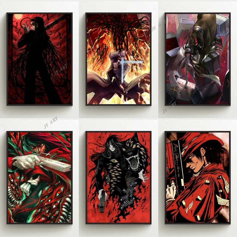 Hellsing Alucard Alexander Anderson Anime Canvas Poster Nursery Wall Art Painting  Print Nordic Kids Picture Baby Bedroom Decor