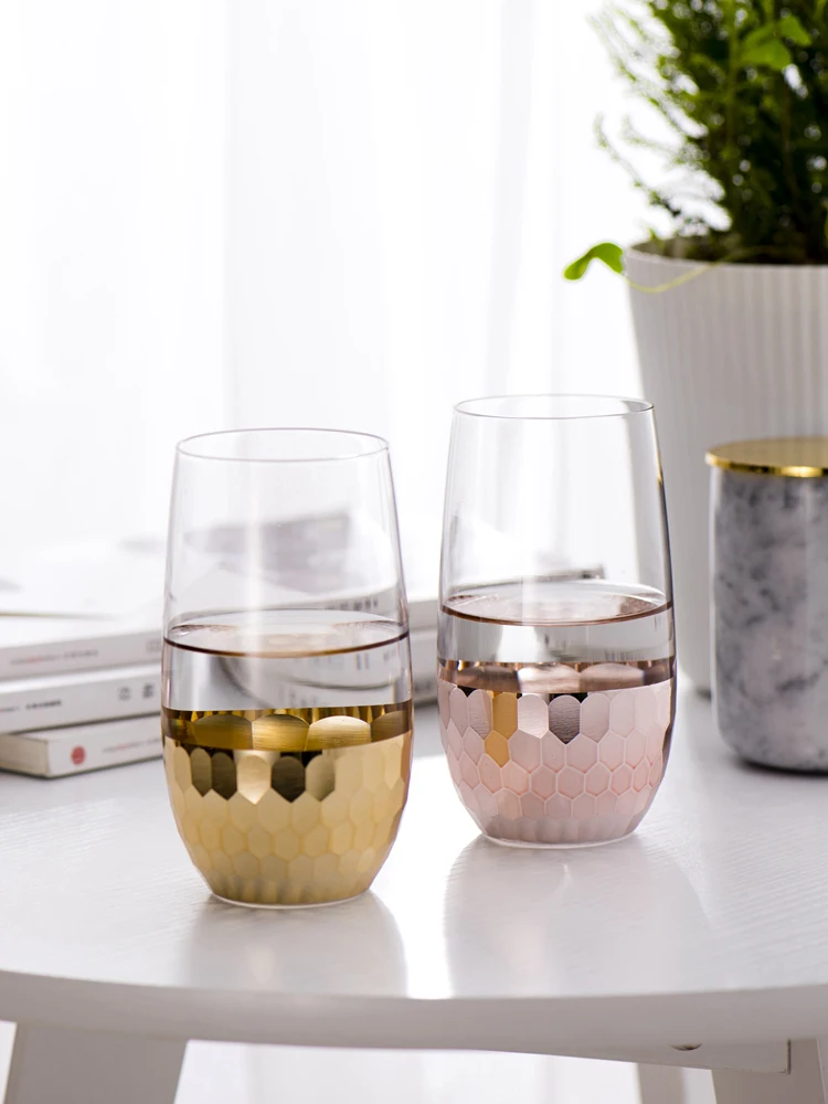 

Durable Nordic Drinkware Light Luxury Gold-Plated Glass Cups Milk Cup Water Mug Wedding Souvenir Drinking Wine Glasses Cute