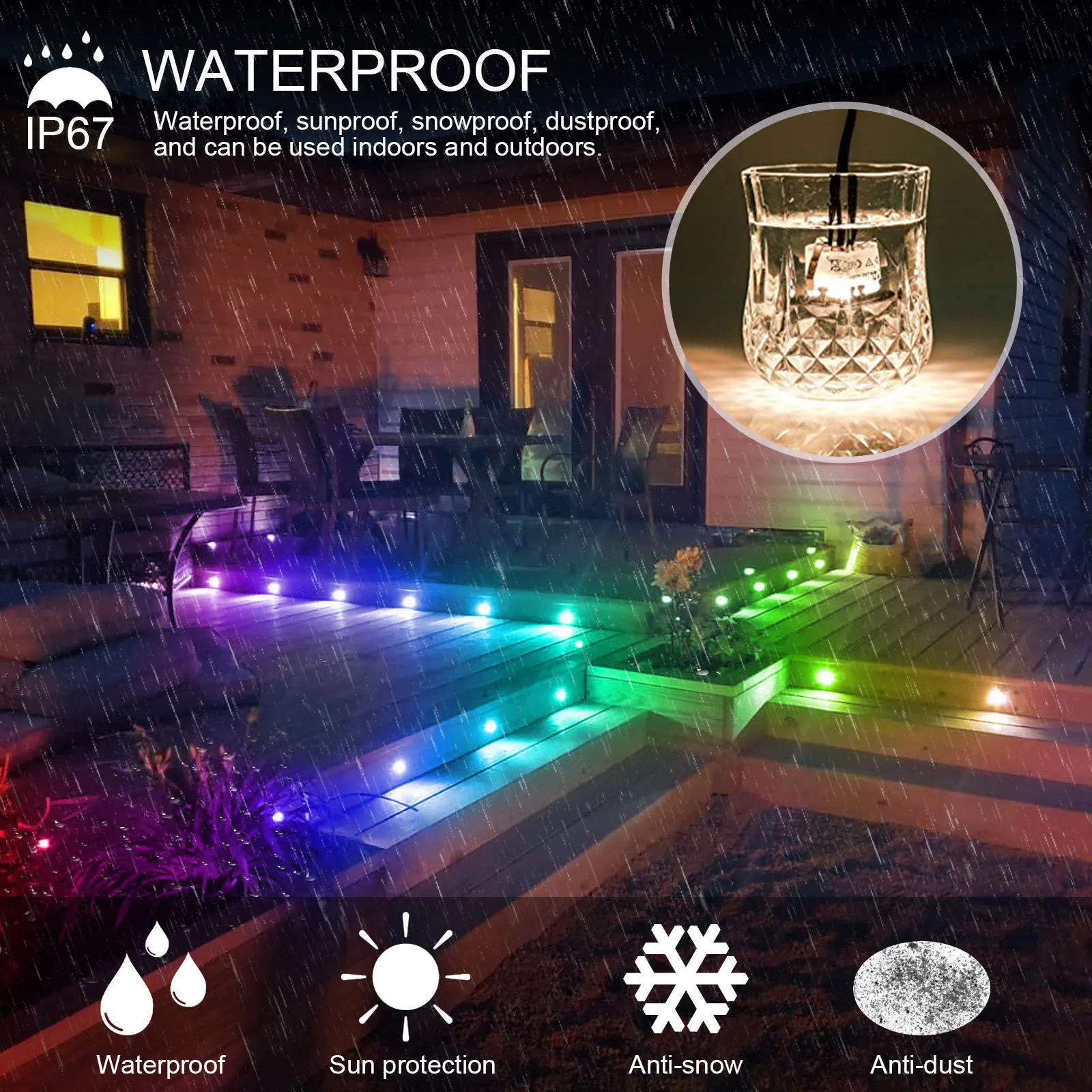 FVTLED WIFI Underground LED Lights 45mm RGB Symphony Outdoor Deck Lights Yard Pathway Lamp Voice Control With Alexa Google Home