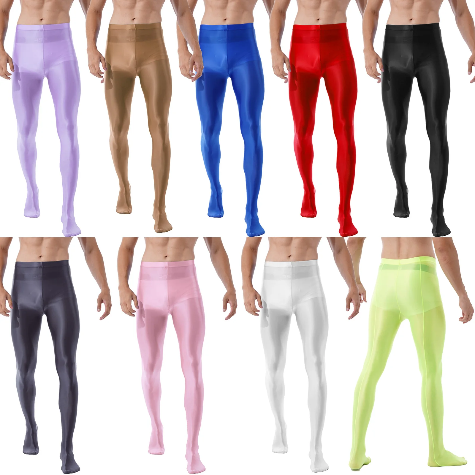 Mens Glossy Tights High Elasticity Dance Pantyhose Ballet Gymnastics Dance Training Stockings Fitness Workout Underwear