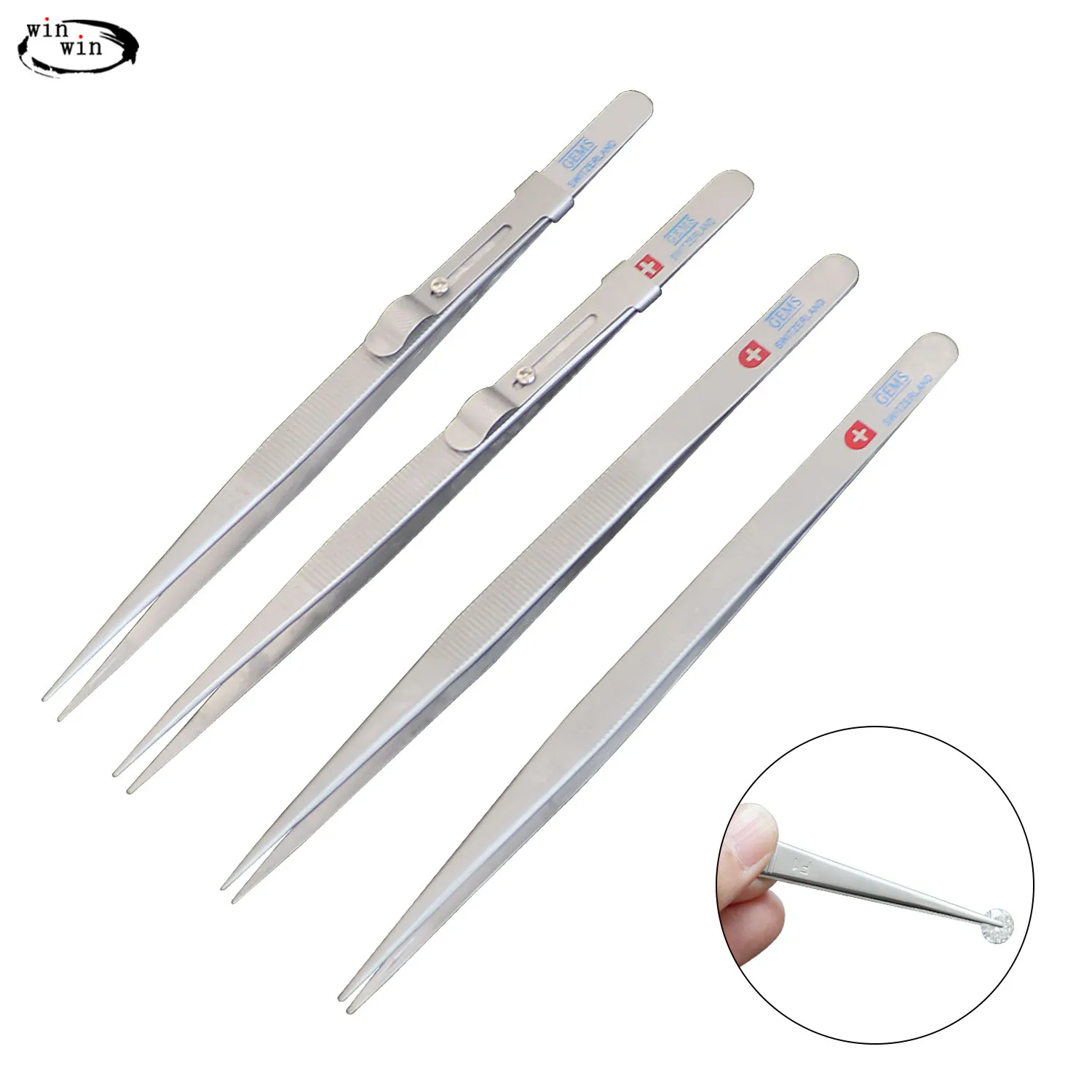 

Berbem Excellent Quality 16cm Stainless Steel Tweezers Bending Head Straight Head Metal Forceps Repairing Tools Dental Tool