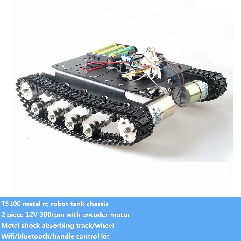 All Metal Shock Absorbing Crawler RC Robot Tank Chassis Kit＆ Wireless Controller Kit Metal Track,Rolling Bearing DIY For Arduino