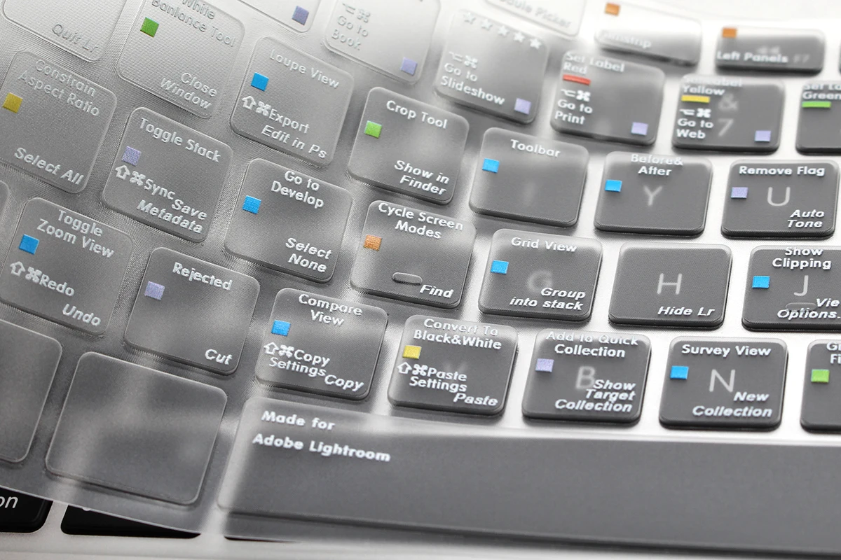 HRH Adobe Lightroom Shortcuts Translucent Keyboard Covers TPU Keypad Skin Protector For Macbook Pro Air 13 15 17 English Version