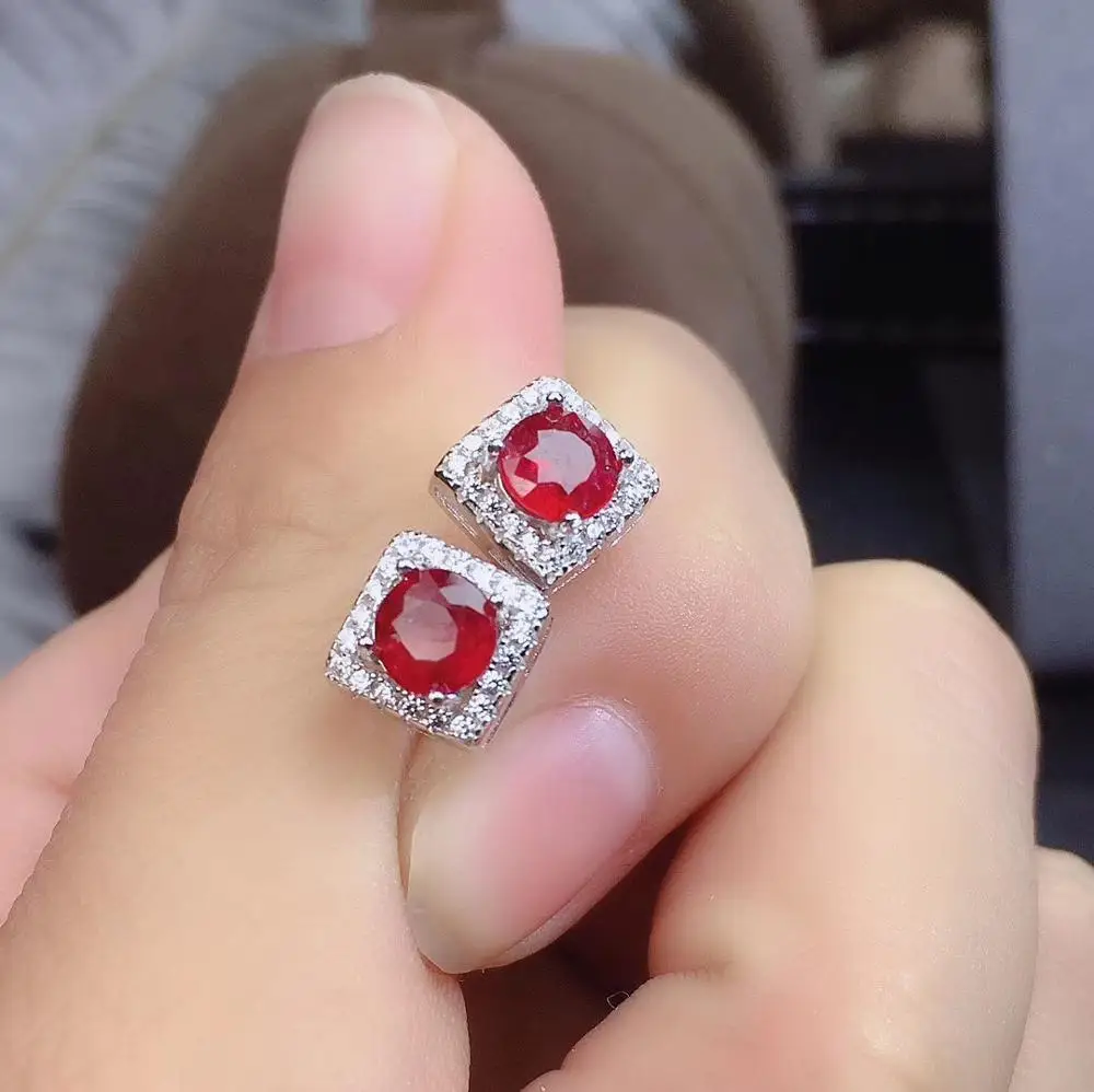

Natural And Real ruby earring gemstone Jewelry 925 sterling silver for women Earring Party Ring