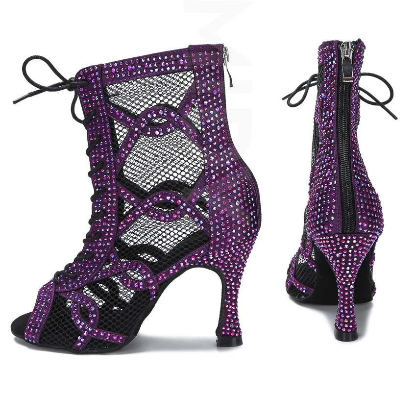 CINMIDY Tanzstiefel Bauchtanz-/Pole-Dance-Schuhe Damen Latein-Tanzschuhe Atmungsaktive Mesh-High-Heels Ballsaal-Tanzschuhe – Detail 26