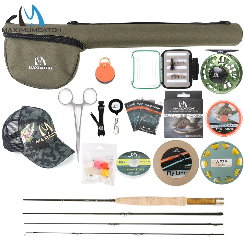 Maximumcatch Maxcatch v-feather Fly Fishing Rod Kit and Fly Reel Complete Outfit Light Weight Small Stream Creek