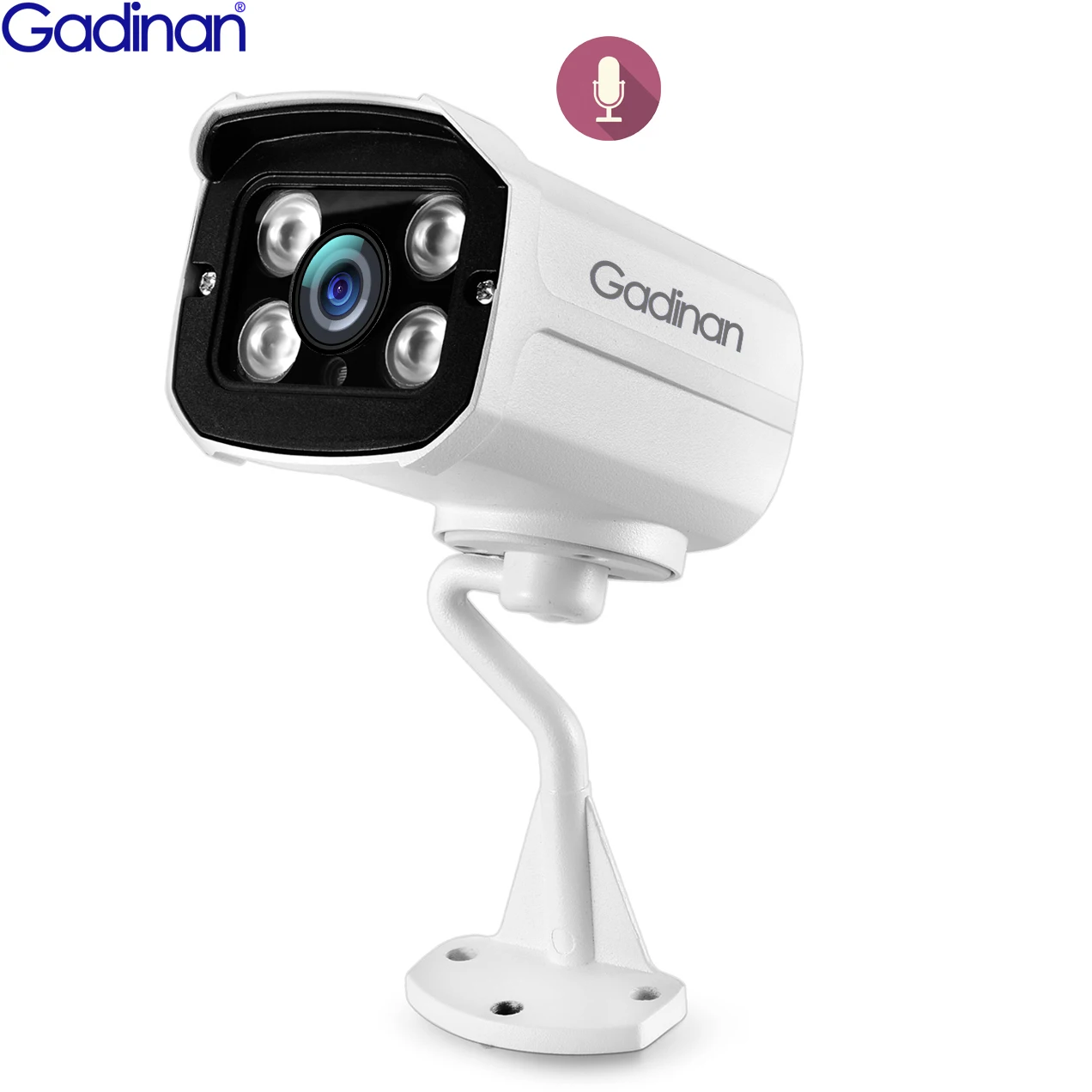 Gadinan Full HD 4K 8MP 5MP 4MP Outdoor Audio Bullet Surveillance POE IP Camera 2.8mm Wide Angle for Netwrok Camera System