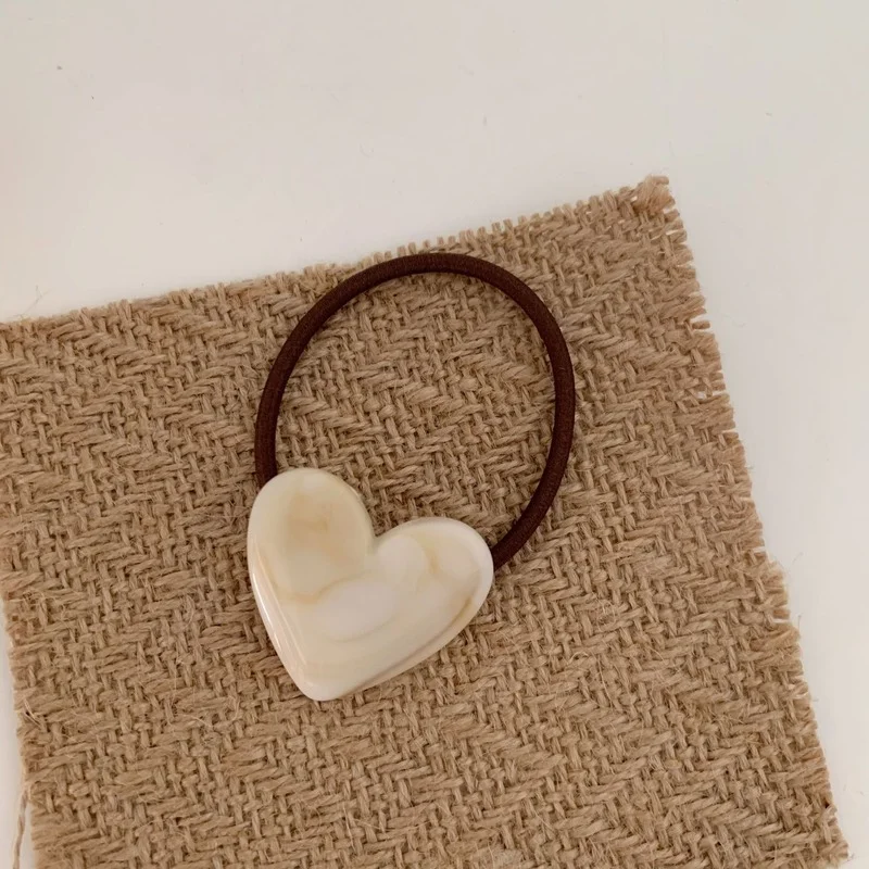 Korea Ink Marble Love Heart Acetate Minimalist Cold Wind Hair Band Hair ring Hair Rope 2021 Fall/Winter New Rubber Band