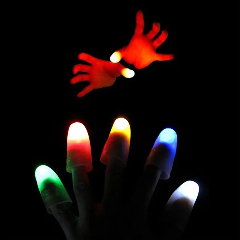 2Pcs Magic Super Bright Light Up Thumbs Fingers Trick Appearing Light Close Up Random color of luminous finger light