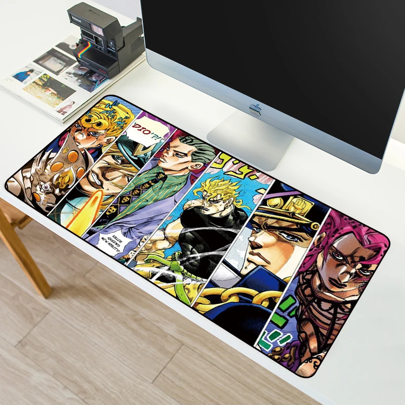 Anime Gaming Mousepad XL For Jojo Bizarre Adventure Computer Mousepad Locking Edge Rubber Keyborad Desk Mat Anti-slip For Laptop