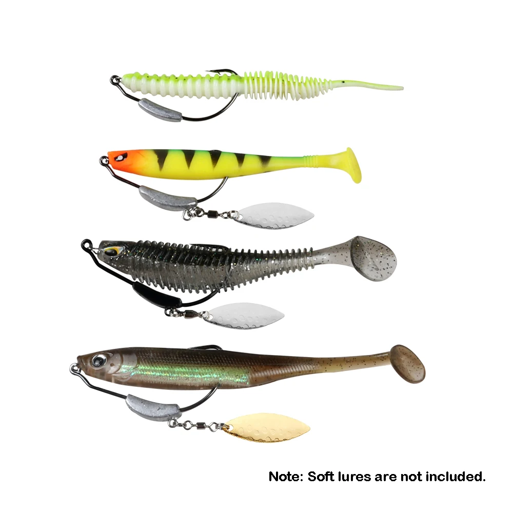JOHNCOO 4pcs 2g 3g 4g 5g 7g 9g Crank Hook Metal Spoon Sequins Add Weight Lures With Twist Lock Barbed Hook Offset Hooks