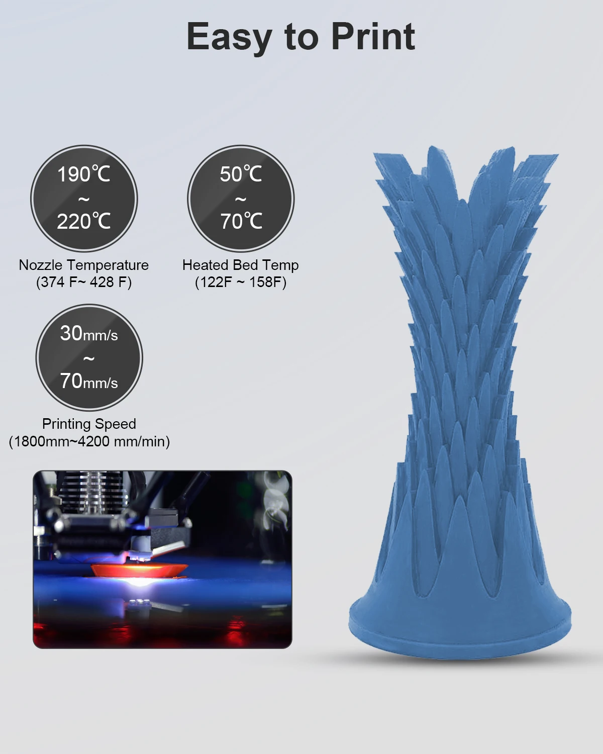 Geeetech Matte Filament PLA 1,75 mm 1 kg Szpula (2,2 funta), drukarka 3D Materiał kwas poliloksyczny, matowa faktura, opakowanie próżniowe