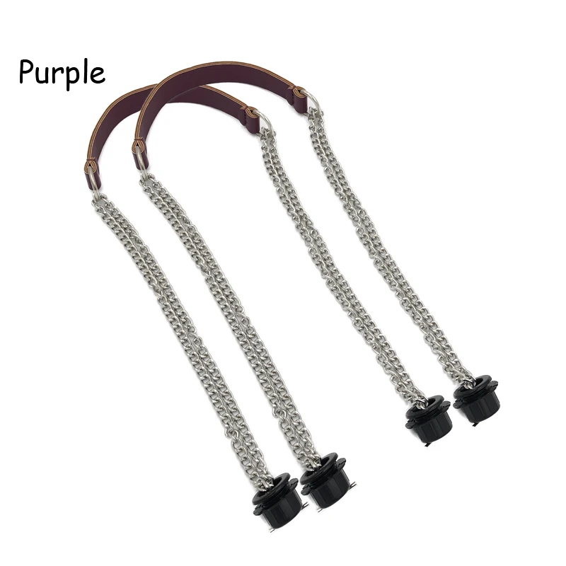 1 Pair Long leather PU chain Handle Silver Aluminum Superfiber Leather Flat Handles handle for Obag O Bag Handbag accessories