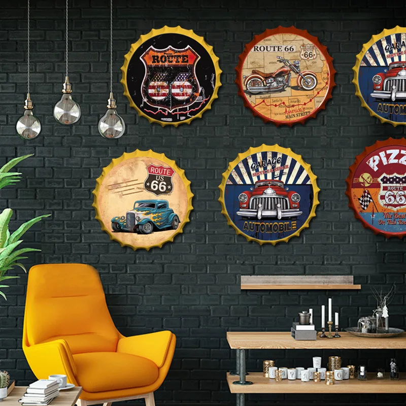 

Industrial wind restoring ancient ways beer cover sheet metal drawing coffee leisure bar setting metope adornment personality